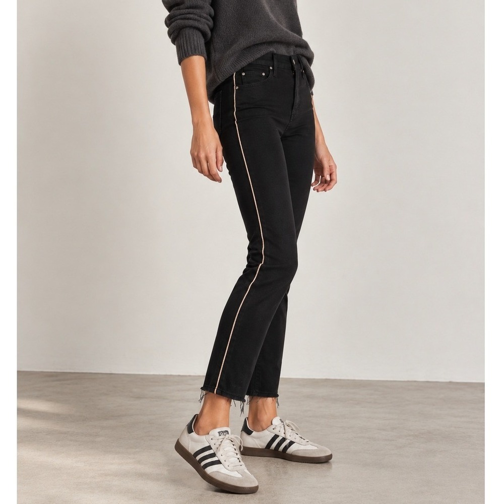 Mother Looker High Rise Skinny Jeans Women's 24 Black Side Stripe Casual Cool